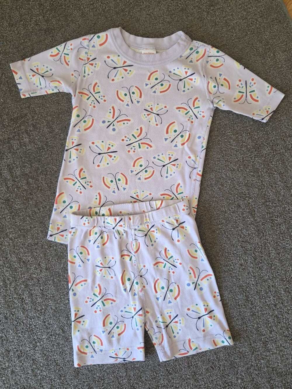 Hanna Andersson Light Pale Lavendar Purple Rainbow Butterfly Pajama Set 130 8